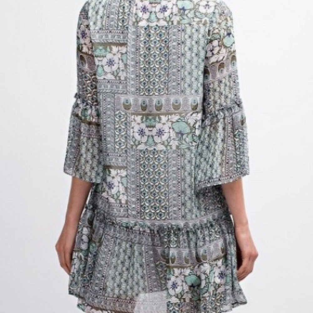 DROP WAIST RUFFLE HEM DRESS - Picture 4 of 4